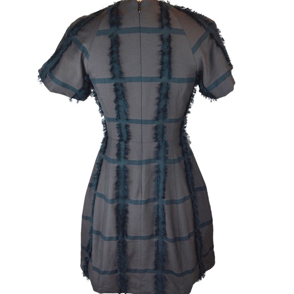 RALLIER Gabriella Mahogany Dress, Windowpane Fringe Design, Size 0 - Picture 9 of 11